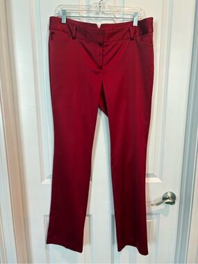 Express Design Studio The Editor Trousers Red Satin Flare Pants 12R